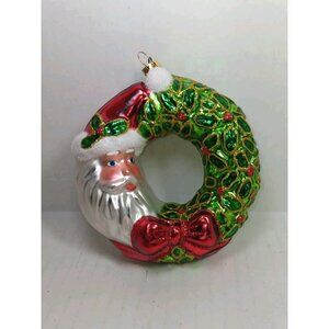 RADKO Santa Crescent Christmas Little Gem Ornament Wreath Moon Poland Flocked